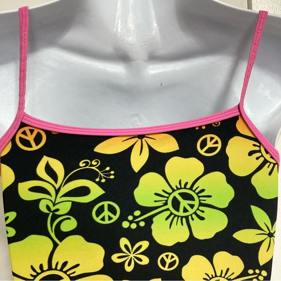 SO One Piece Peace and Flower Power Swimsuit Girls Size 10 - Picture 4 of 13
